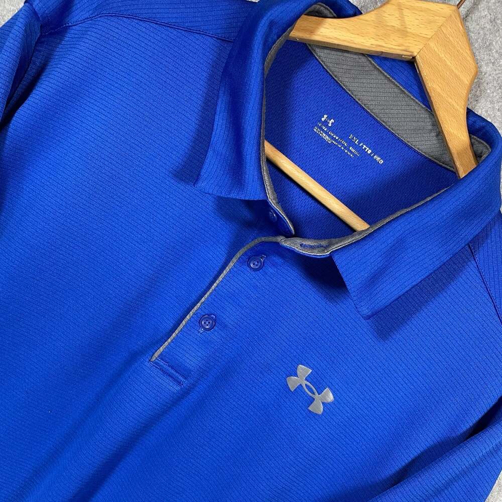 Under Armour Men's Tech Performance Golf Polo Shirt Royal Blue Loose Fit